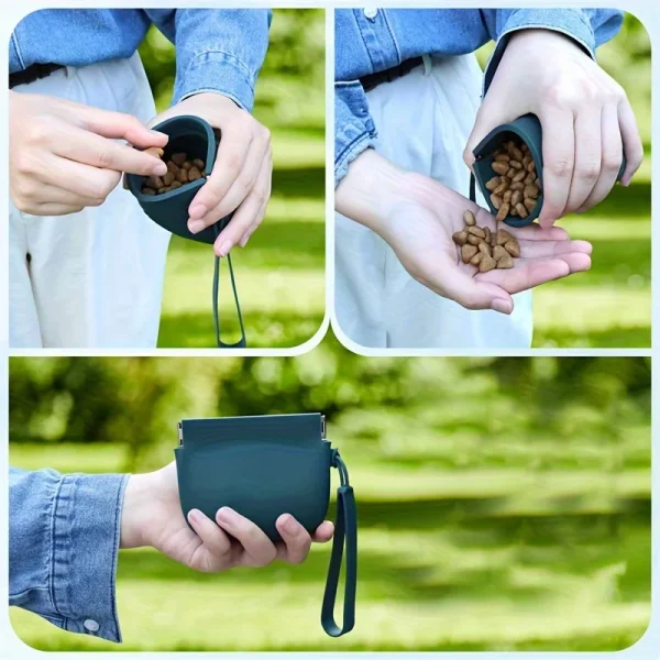 1pc Portable Silicone Dog Treat Training Pocket Bag
