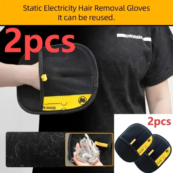 2-Piece Pet Hair Removal Gloves – Double-Sided Brushes, Anti-Shedding Grooming Gloves