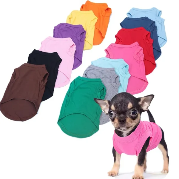 Pure Cotton Dog Shirts Small Medium and Large Dogs Soft Thin T-Shirt.