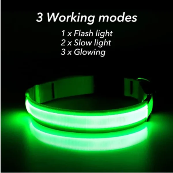 LED Night Light Dog Collar USB Rechargeable Luminous Adjustable Collar